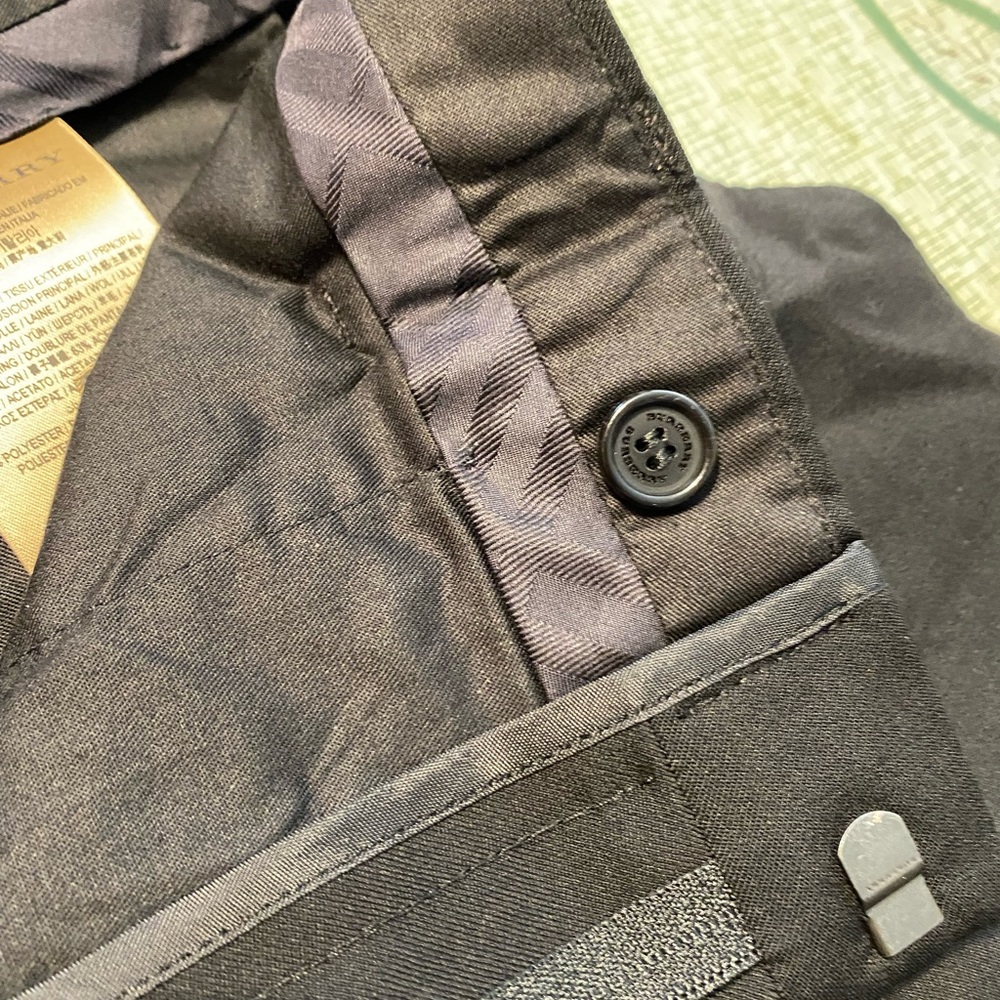 NWT! Mens Burberry Lightweight Wool Dress Pants, Basic Black. Size 33 - 34”waist - Picture 5 of 15